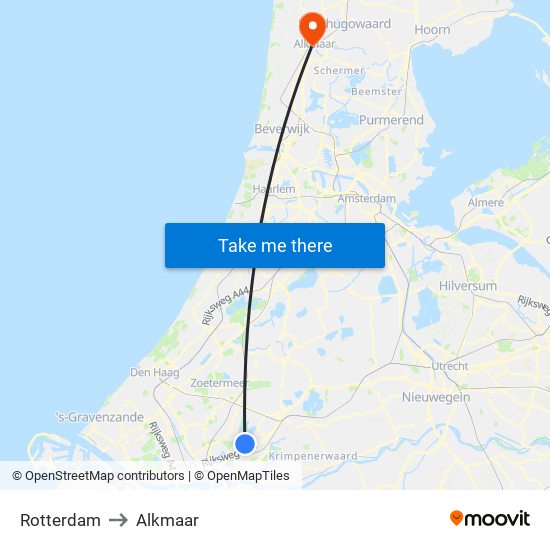 Rotterdam to Alkmaar map