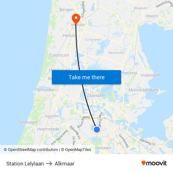 Station Lelylaan to Alkmaar map