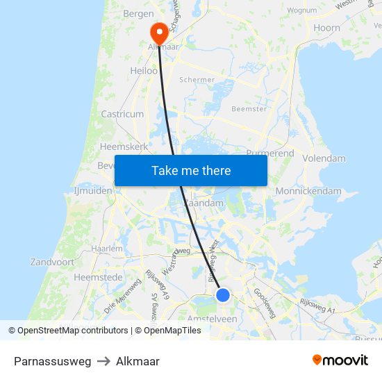 Parnassusweg to Alkmaar map