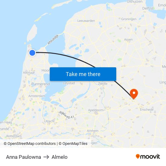 Anna Paulowna to Almelo map