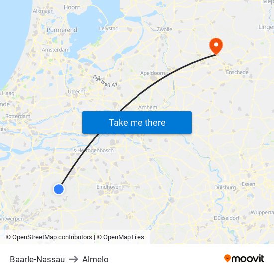Baarle-Nassau to Almelo map