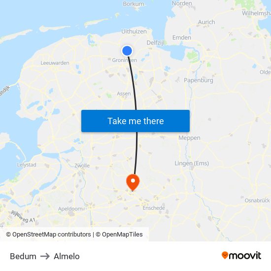 Bedum to Almelo map