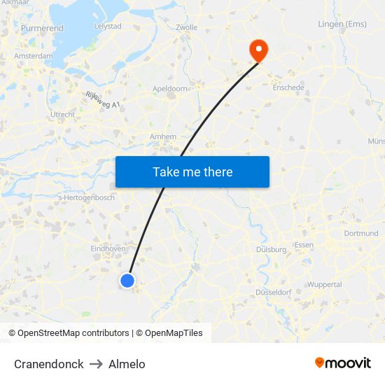 Cranendonck to Almelo map