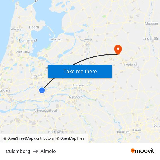 Culemborg to Almelo map