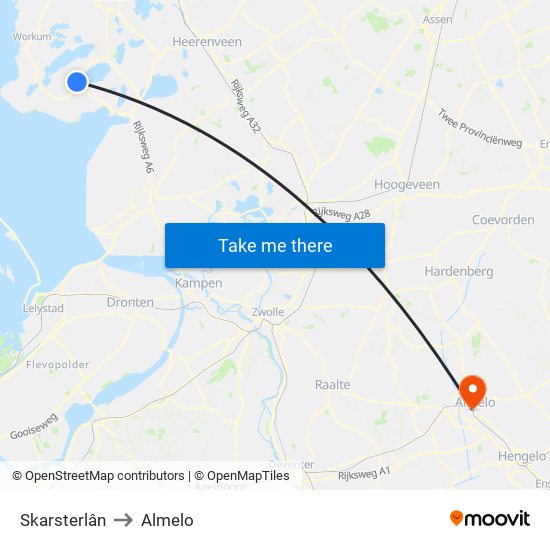 Skarsterlân to Almelo map