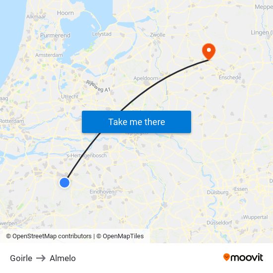 Goirle to Almelo map