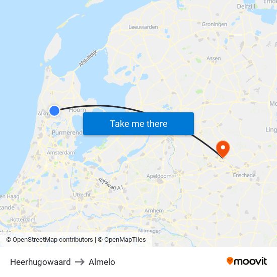 Heerhugowaard to Almelo map