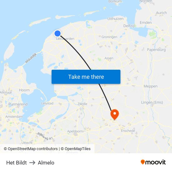 Het Bildt to Almelo map