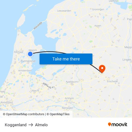 Koggenland to Almelo map