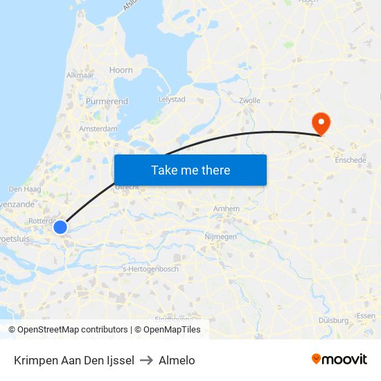 Krimpen Aan Den Ijssel to Almelo map