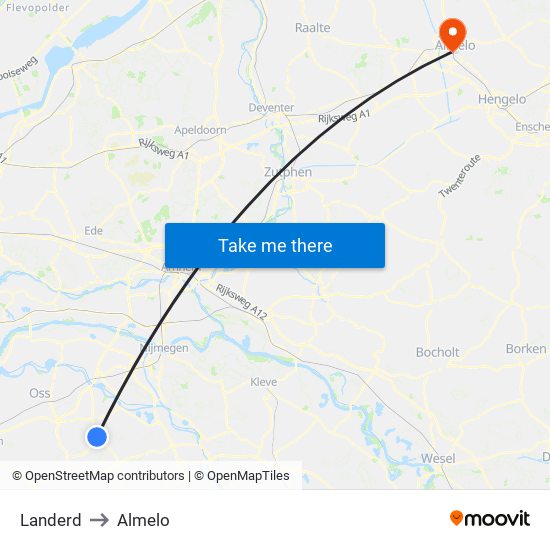 Landerd to Almelo map
