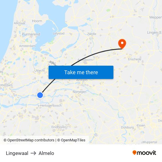 Lingewaal to Almelo map