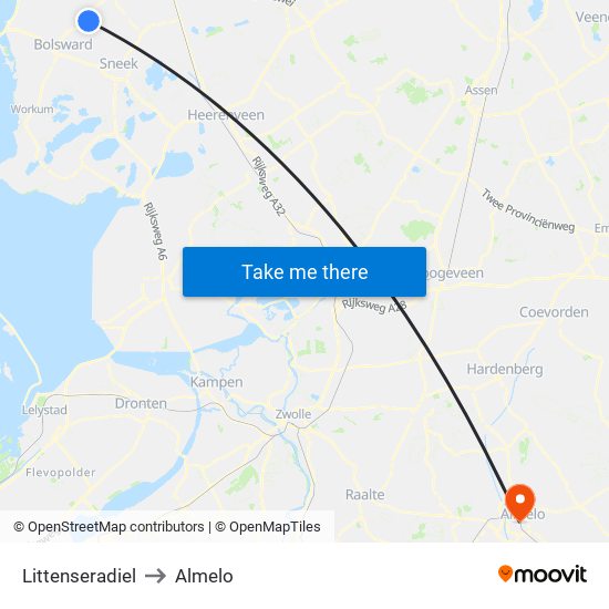 Littenseradiel to Almelo map