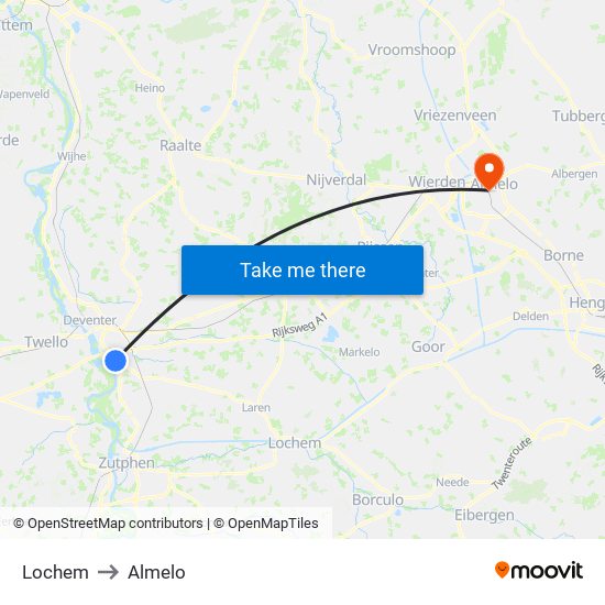 Lochem to Almelo map