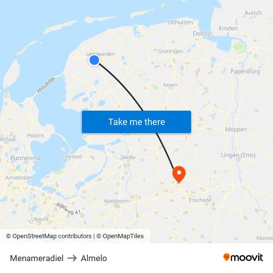 Menameradiel to Almelo map