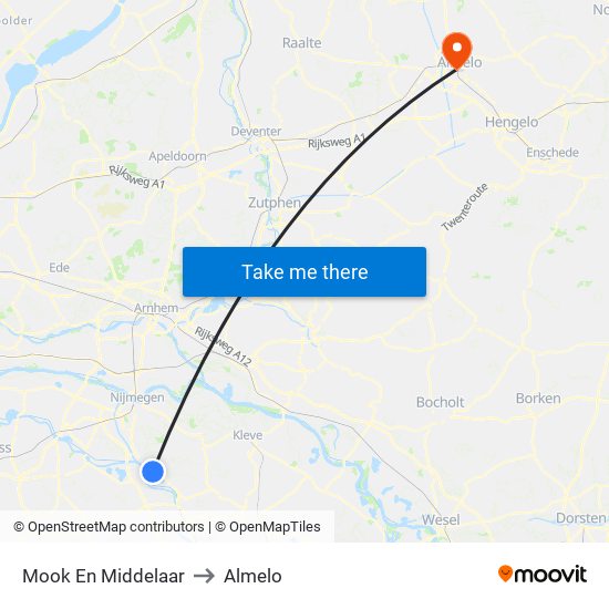 Mook En Middelaar to Almelo map