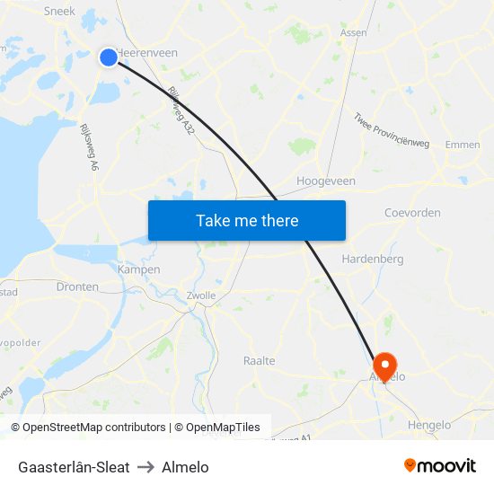 Gaasterlân-Sleat to Almelo map