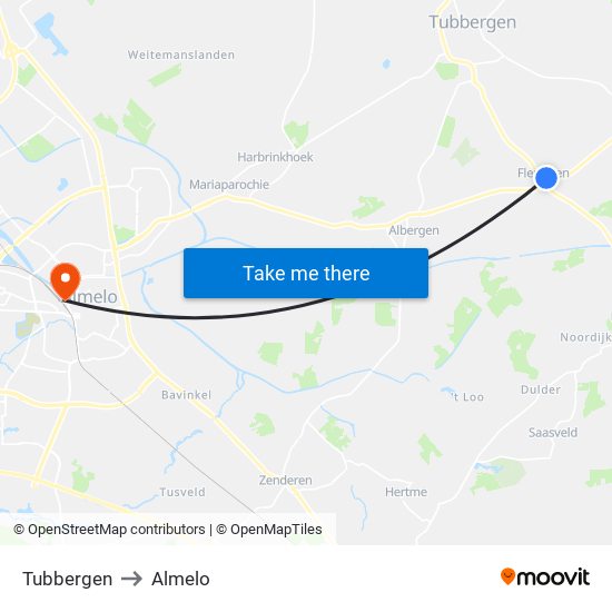 Tubbergen to Almelo map