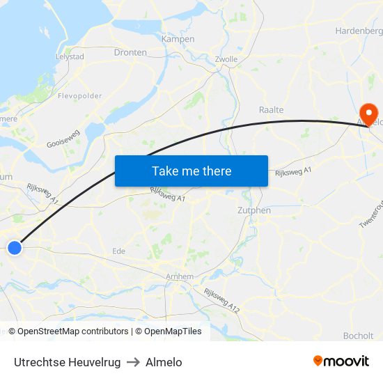 Utrechtse Heuvelrug to Almelo map