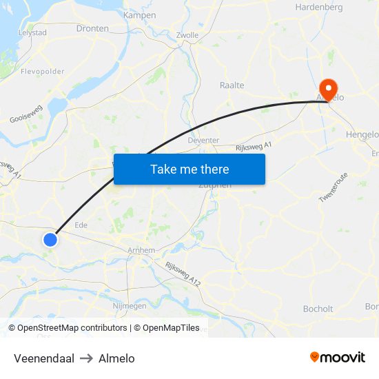 Veenendaal to Almelo map