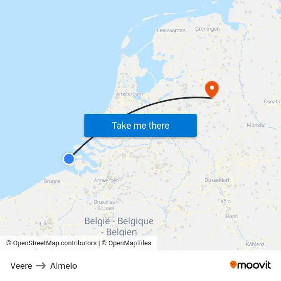 Veere to Almelo map