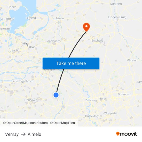 Venray to Almelo map