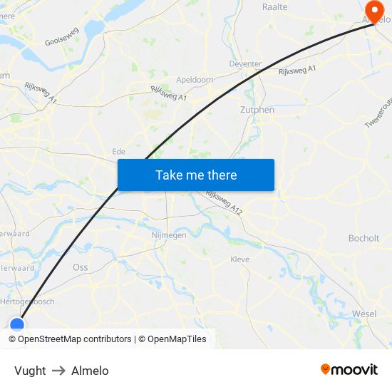 Vught to Almelo map