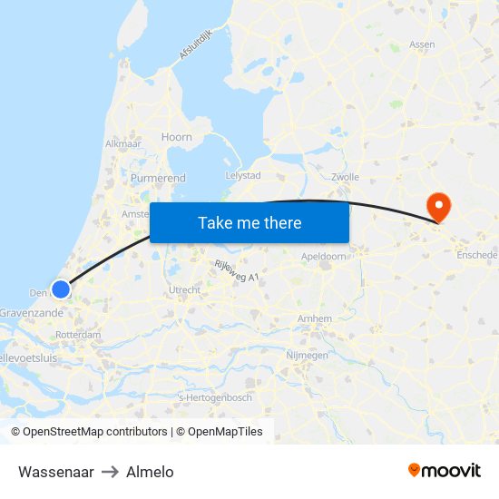 Wassenaar to Almelo map