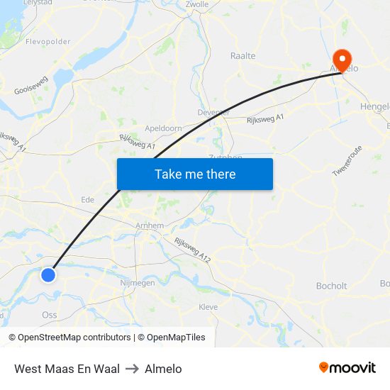 West Maas En Waal to Almelo map