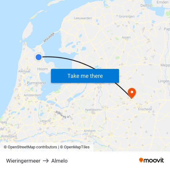 Wieringermeer to Almelo map