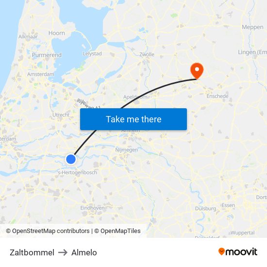 Zaltbommel to Almelo map