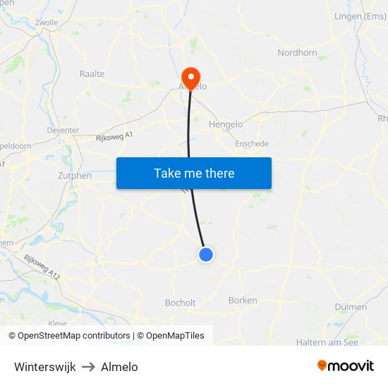 Winterswijk to Almelo map
