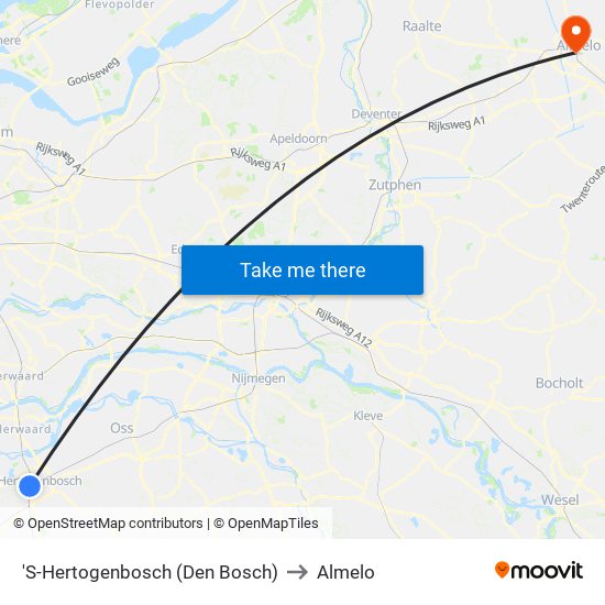 'S-Hertogenbosch (Den Bosch) to Almelo map