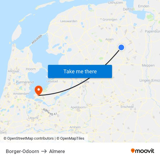 Borger-Odoorn to Almere map