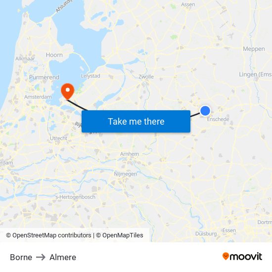 Borne to Almere map
