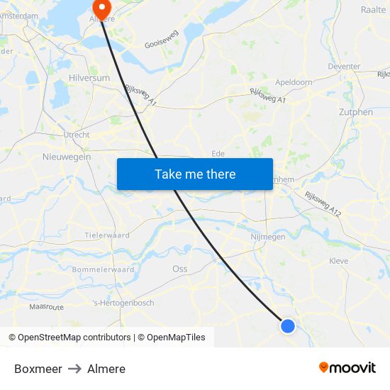 Boxmeer to Almere map