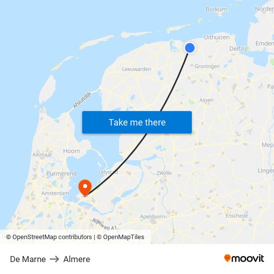 De Marne to Almere map