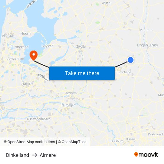 Dinkelland to Almere map