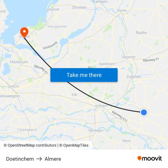 Doetinchem to Almere map