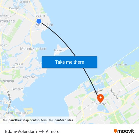 Edam-Volendam to Almere map