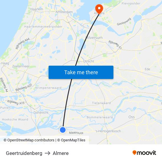Geertruidenberg to Almere map