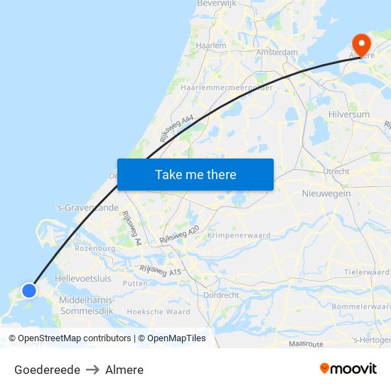 Goedereede to Almere map
