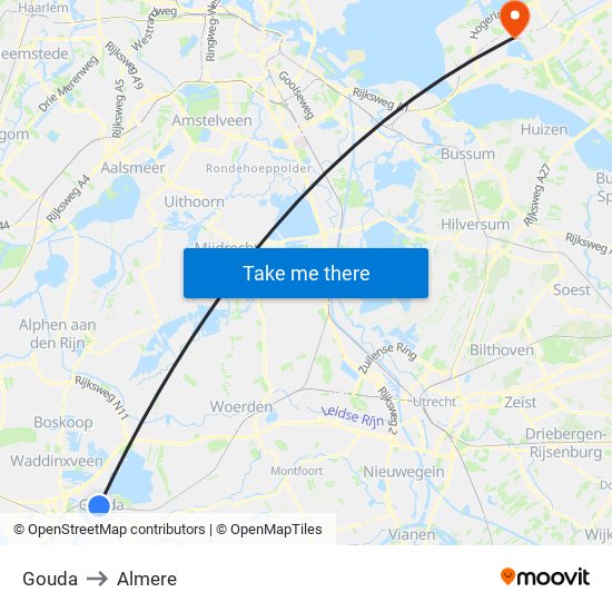 Gouda to Almere map