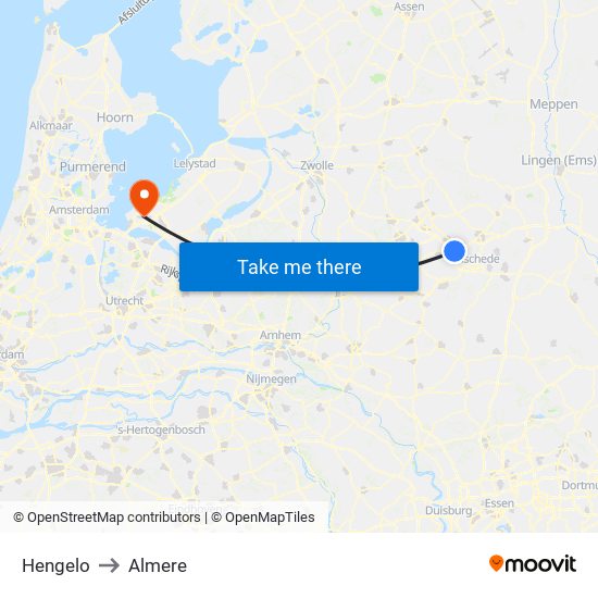 Hengelo to Almere map