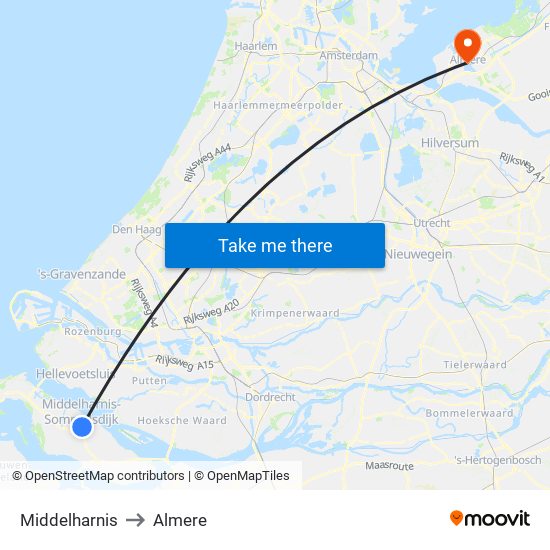 Middelharnis to Almere map