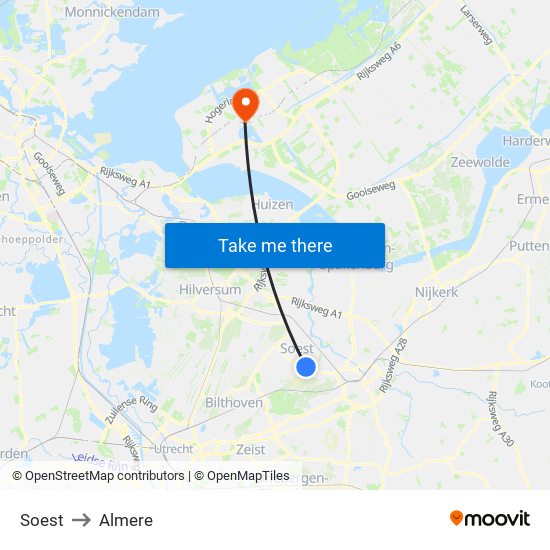 Soest to Almere map