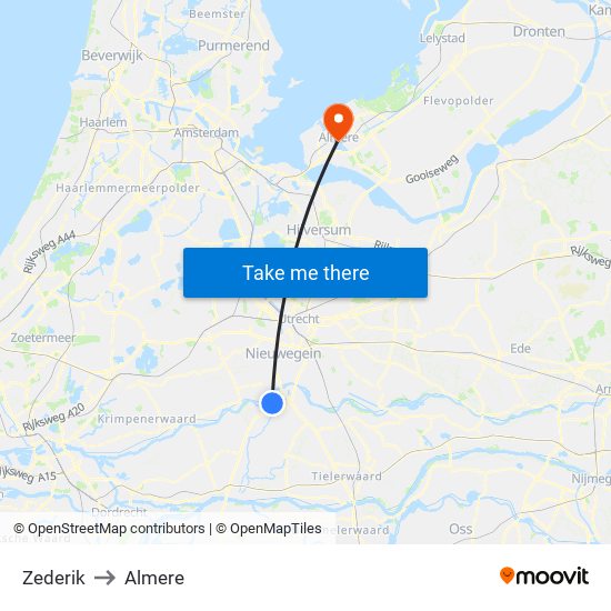 Zederik to Almere map