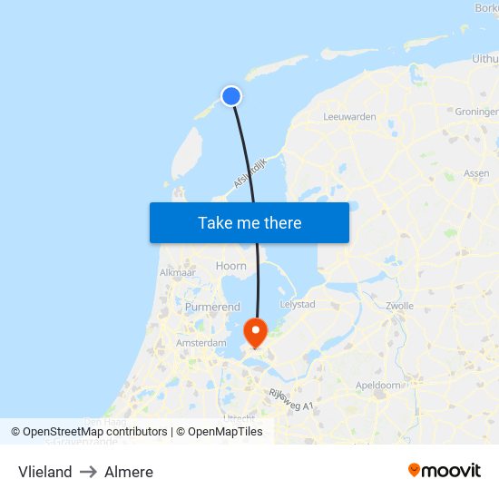 Vlieland to Almere map