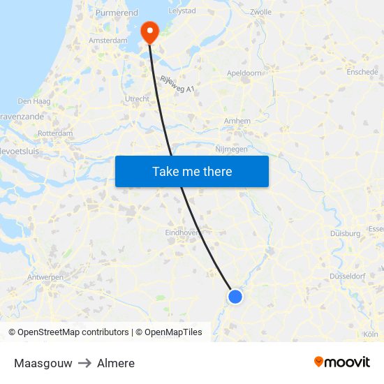 Maasgouw to Almere map