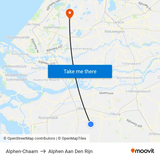 Alphen-Chaam to Alphen Aan Den Rijn map